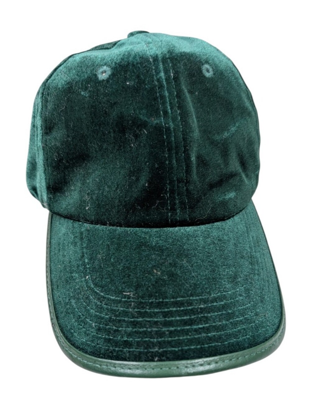 Free People Green Velvet Baseball Cap OS adjustable
